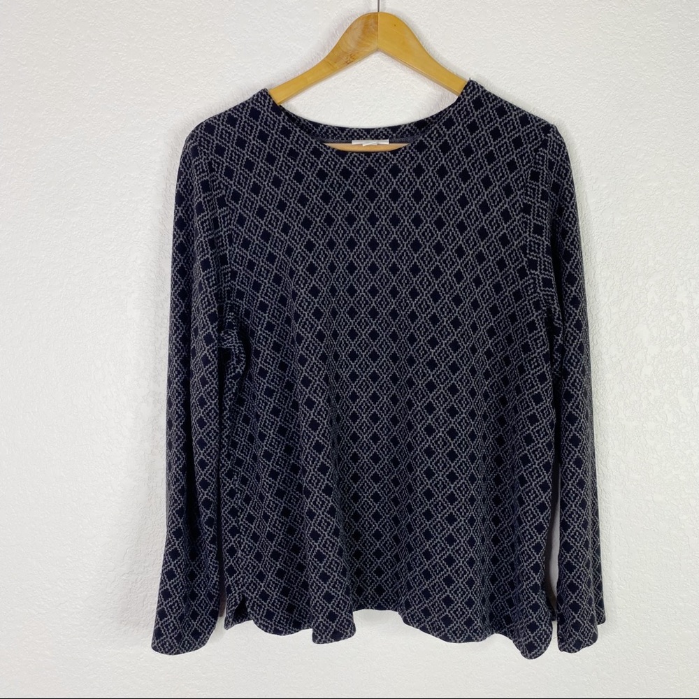 J. Jill Black & Gray Ponte Knit Pullover Sweater Top